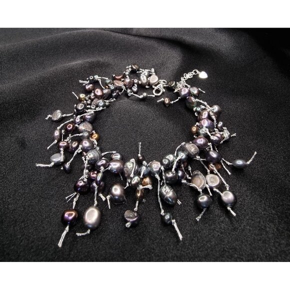 Rare Find Amanda Jaron Studio Multi-Black Pearl Cluster Bracelet With Adjustable - Picture 6 of 7
